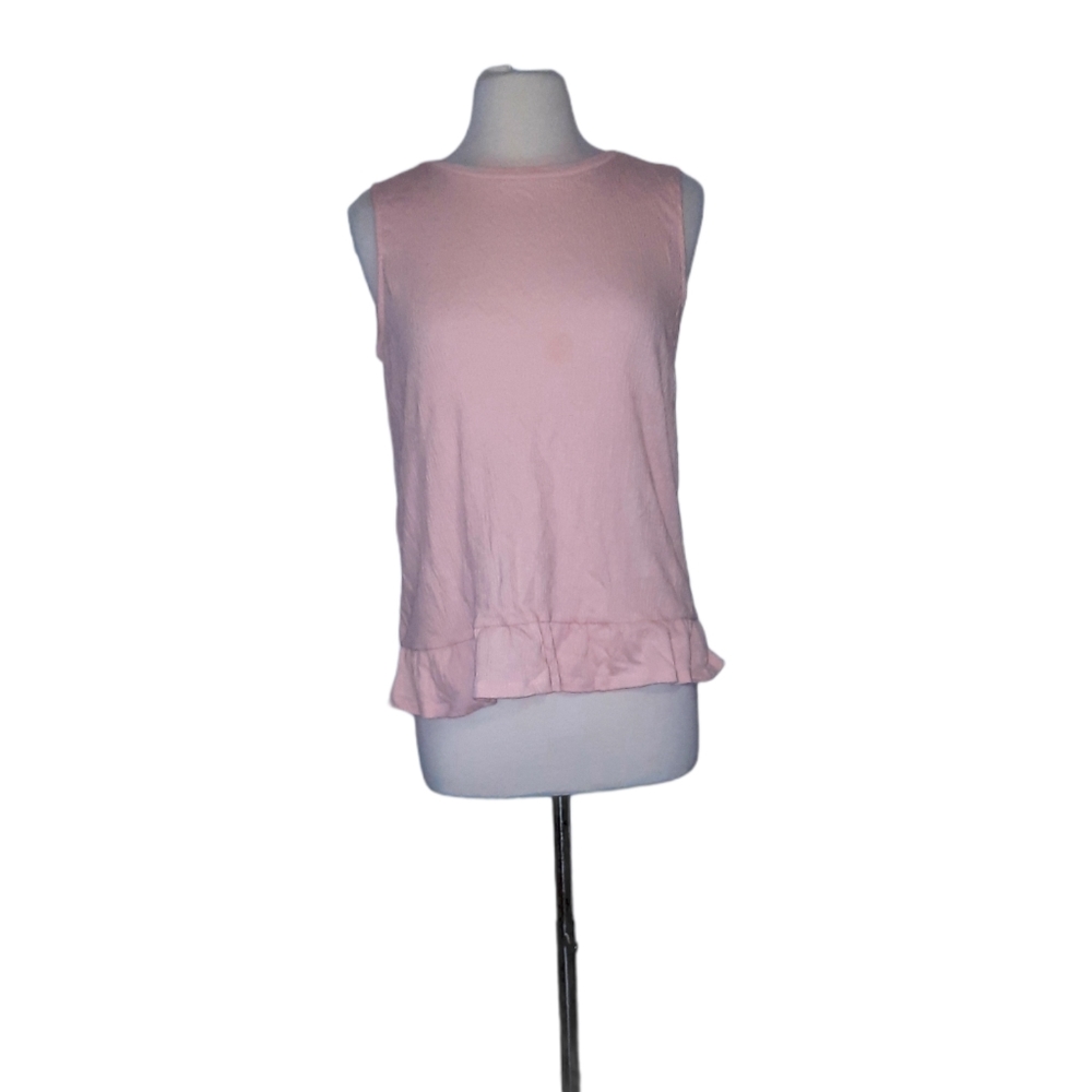 Michael Kors M Peach Ruffle Bottom Tank Top Sleeve